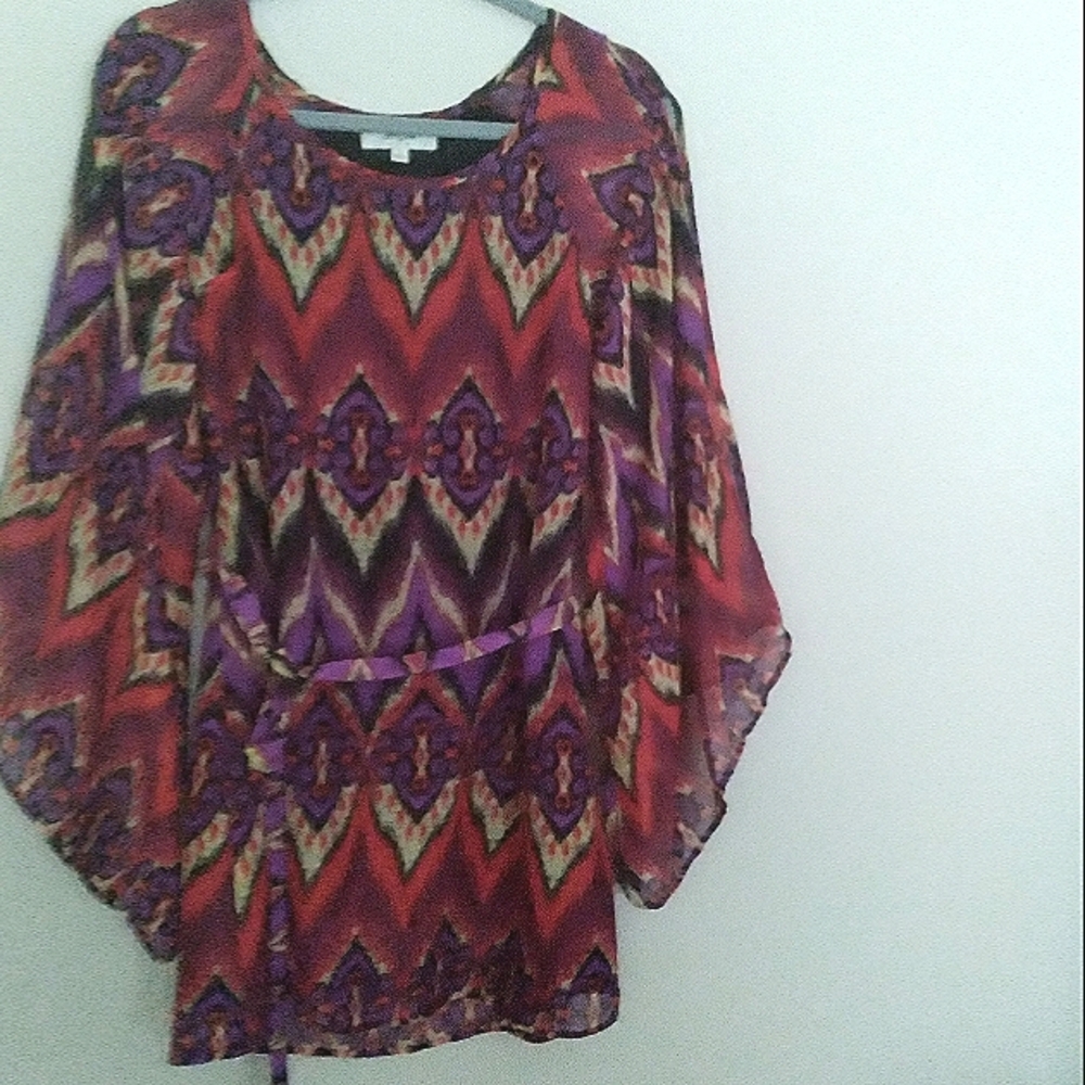 Umgee‎ Multicolor Women's Boho Festival Summer Mini Dress Tunic Top Small